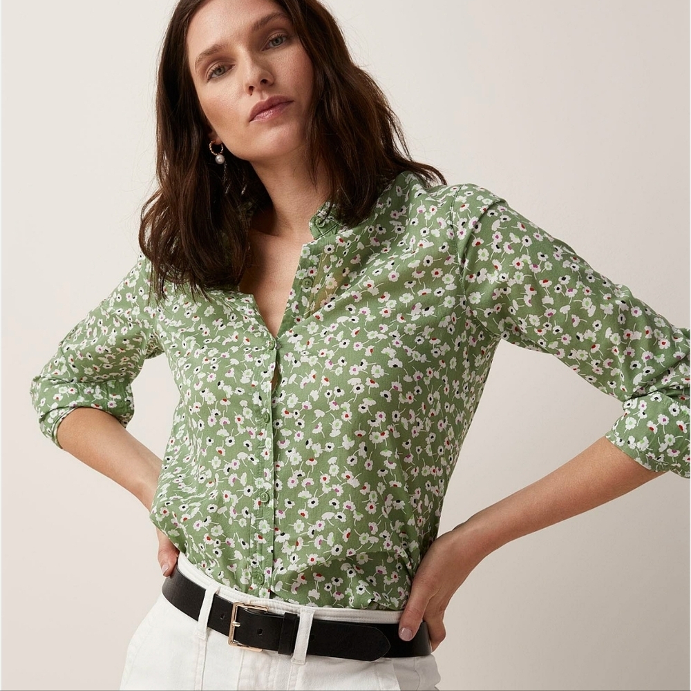 United Colors Of Benetton Green Floral Button-Down Shirt